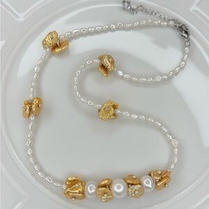 Handmade Freshwater Golden Keshi Edison Pearl Keshi Necklace